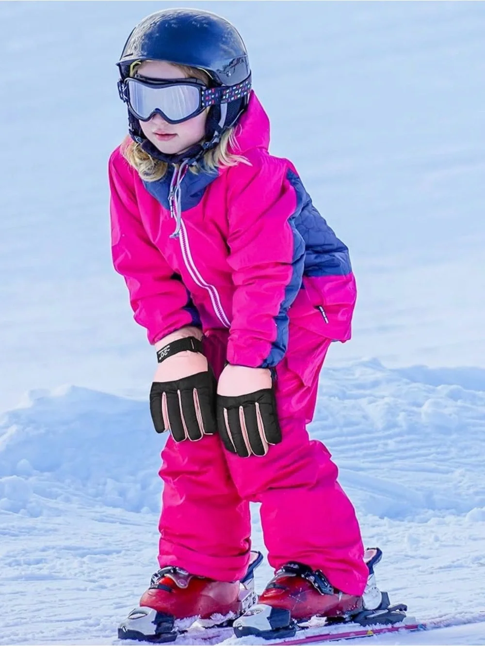 Kids Winter Ski Gloves - Pink/Hot Pink